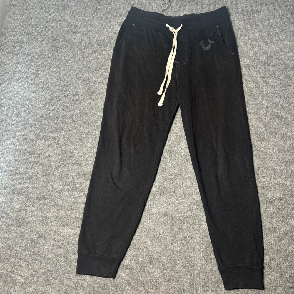 True Religion Men's Large‎ Black Classic Logo Jogger Sweatpants